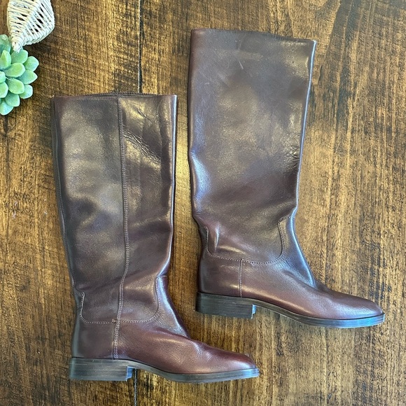 Etienne Aigner | Brown Genuine Leather Knee High Riding Boots, Size 5.5 - Picture 2 of 8